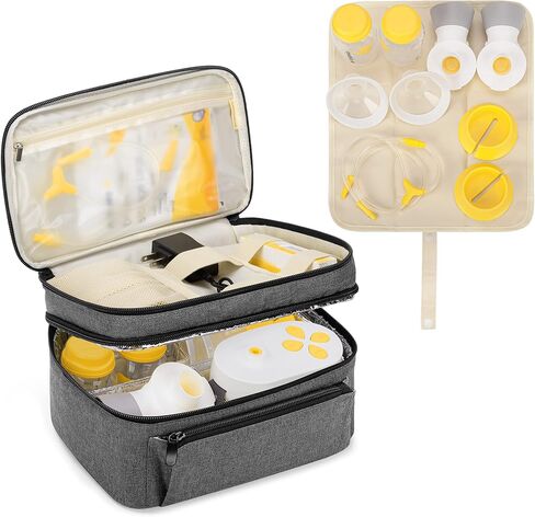 BAFASO Breast Pump Bag (Compatible with Medela Pump in Style) with a Waterproof Pump Parts Pad, Carrying Case for Medela Pump in Style and Extra Parts (Patent Pending), Black in Kuwait
