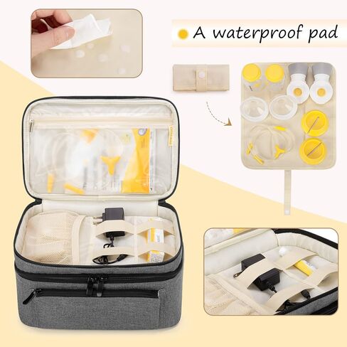 BAFASO Breast Pump Bag (Compatible with Medela Pump in Style) with a Waterproof Pump Parts Pad, Carrying Case for Medela Pump in Style and Extra Parts (Patent Pending), Black in Kuwait