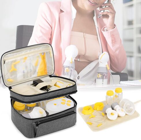 BAFASO Breast Pump Bag (Compatible with Medela Pump in Style) with a Waterproof Pump Parts Pad, Carrying Case for Medela Pump in Style and Extra Parts (Patent Pending), Black in Kuwait