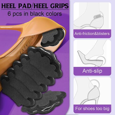 6 Pcs Heel Pad Anti-Slip Heel Grips Shoes Inserts for Women Shoes Too Big with Soft Non-Slip Silicone,High Heel Comfort Pads Heel Cushion Liners Blister Protectors (6Pcs-Nude, One-Size) in Saudi Arabia