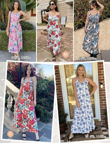 Zeagoo Womens Summer Maxi Dress Spaghetti Strap Casual Printed Dress Boho Floral Beach Sundress, in Saudi Arabia