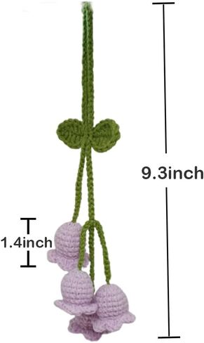 زخرفة شنقا للسيارة ، crochet convallaria view view mirror decoration ، مرآة معلقة بالسيارة الإكسسوارات الداخلية للسيارة الخلفية المرآة ، شنق البستنة (الأزرق) in Kuwait