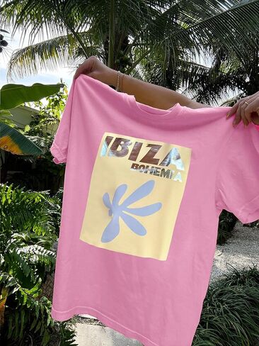 Womens Oversized Vintage Flower T-Shirts Preppy Western Graphic Tees Tops Y2k Ocean Coastal Summer Beachy T Shirts in Kuwait