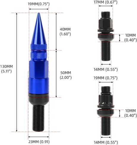 muge racing M14x1.5 Wheel Bolts 20 PCS, Ball Seat Lug Bolt with Aluminum Pointed Cap, Anti-Theft, Compatible for Tesla, Mercedes-Benz, Volkswagen, Audi, Land Rover, 2 Socket Included, Blue in Saudi Arabia
