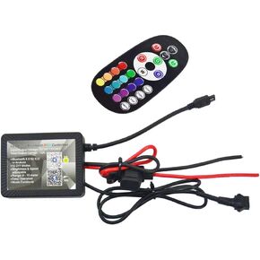 DC 12V Wireless RGB LED APP Controller with 24 Keys RF Remote Control,Brightness Speed Flash Fade Smooth Jump Function Included for RGB Motorcycle Car LED Strip Lights Rock Light Kits
