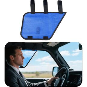 Car Side Window Sun Shade for Jeep Wrangler,Breathable Mesh Window Shade for Jeep Roll Bar,with Sunglasses Clip Function,Blue