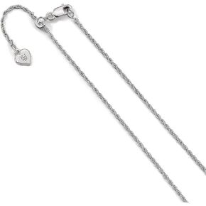 صلبة 925 Sterling Silver 1.35mm قلادة سلسلة حبل فضفاضة قابلة للتعديل - مع قفل جراد البحر آمن 22 "