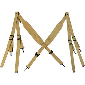 SUNRISING WW2 US M-1936 Suspenders X-Shape Canvas Strap，Adjustable Canvas Webbing with Metal Fittings