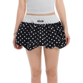 MakeMechic Women's Polka Dots Short Bubble Skirt Coll Block Block Summer Mini Varts