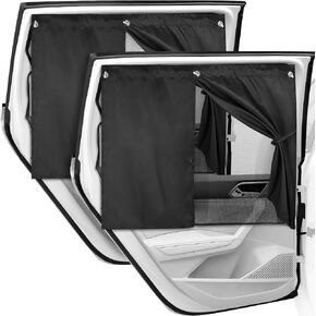 Car Window Shades,Double Layer Car Side Window Sun Shades for Baby,Back Window Privacy Curtains with 5 Suction Cups,Roll Windows Down, Universal Auto Essential Interior Accessories