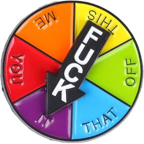 Funny Sarcastic Lapel Pin, F Word Spinning Enamel Wheel Pin, Hilarious Gift For Sarcasm Lover Humorous Sassy Person, Snarky Brooch Funny Mood Expressions Jewelry Accessories