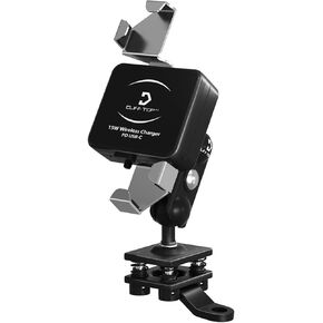 Cliff Top Motorcycle Phone Mount with Charger 15W Wireless + 18W USB-C Anti-Vibration Motorcycle Phone Holder Compatible with Most Smartphones (for 22-25.4mm Handlebar)