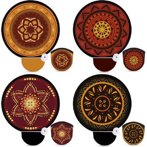 Geelin 4 Pcs Juneteenth Foldable Fan Handheld Retro Summer Compact Round Fans for Juneteenth Black History Month Party Outdoor Games Events Travel (Retro Black)
