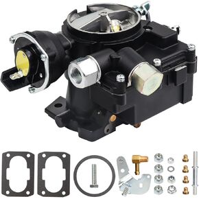 Black Marine Carburetor 2 Barrel Carb for Mercruiser Carburetor 2.5L 3.0L 4.3L 4CYL Engine Electric Choke with Jet Long Linkage Gasket Mercarb 3310-8M0045397, Base Bolt Pattern is 3 3/4 X 2 inches