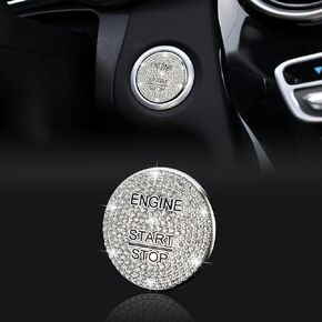 تومال بلينغ محرك سيار بدء زر الإشعال المتوافق مع مرسيدس بنز C E Class 2015-2018 GLS Diamond Rhinestone Button Sticker for Car Sparkly Push Bush Button Accessories