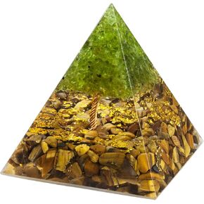 TUMBEELLUWA 2.36in Carnelian Crystal Tree of Life Orgonite Pyramid Generator Handmade Energy Stones Decor for Prayer, Meditation, Yoga