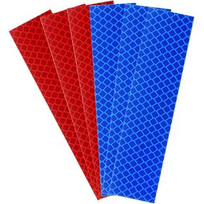 Harfington 6 Rolls Reflective Tape 1.18 "x 4.72" عالية الوضوح ملصقات لاصقة عاكسة مقاومة للماء لشاحنات مقطورة الدراجة الخوذة مرسلة الدراجات النارية ، اللون الأحمر الأزرق