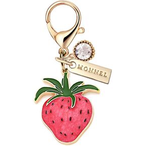 MC461 Little Strawberry Lobster Clasp Charm for Women with Velvet Bag (Pink,1 Piece)