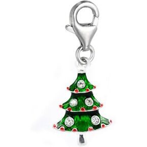 Sexy Sparkles Clip-On Christmas Tree Charm Dangle Pendant with Lobster Clasp – Fits European Charm Bracelets, Necklaces, and Holiday Decorations