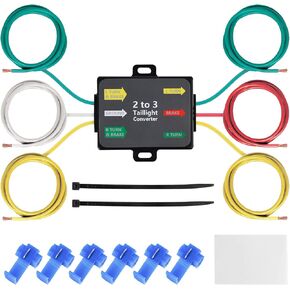 Earthtec 118158 56196 2 to 3 Wire Trailer Light Converter,Fit for Trailers RV Dinghy Towing Pickup Truck Blade Electrical Systems 2-3-Wire Tail Light Converter Turn Signal Brake Light Adapter