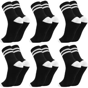 Jspupifip 6 Pair Retro Striped Socks for Women Vintage Crew Socks Soft Comfortable Casual Athletic Sport Calf Tube Sock