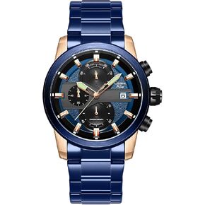 Watches for Men Analog Quartz Chronograph Stainless Steel Waterproof with Luminous, Date, Fashion Casual Sport Business Work Dress Mens Wrist Watch