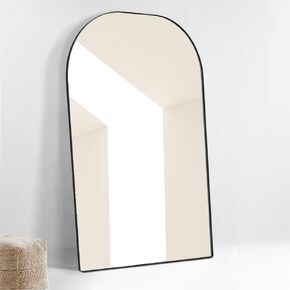 TEHOME 48'' W x 72'' H Oversized Wide Arched Full Length Mirror Black Large Metal Floor Mirror Full Body Tall Mirror for Bedroom, Living Room