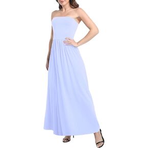 Urban CoCo Women's Strapless Ruched Maxi Dress Flowy Sleeveless A-Line Dresses