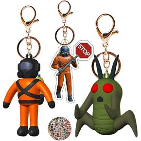 Lethal Compan.y Figure Keychain Hoarding Bug Pendant Keyrings Employee Pendant Anime Cosplay Accessories with Cartoon Character Stickers 13 pcs