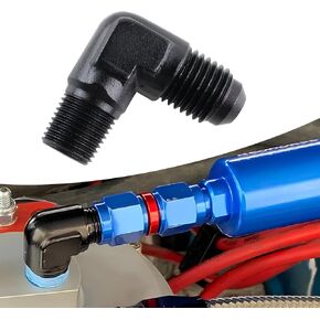 6AN Male Flare to 3/8" NPT Male 90 Degree Fitting Adapter Aluminum Black in Kuwait