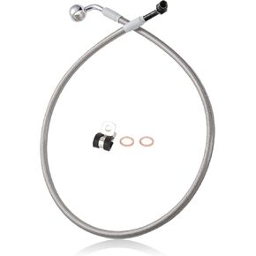 Mokitdora 28" Upper Front Brake Line Oil Hose for 2018-UP Harley Softail Low Rider Street Bob Heritage Fat Boy Bob Sport Glide 12" Handlebar with ABS, Silver