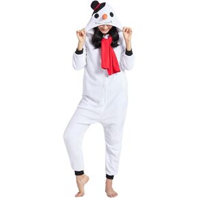 DarkCom Snowman Onesie Halloween Costume One Piece Unisex Adult Pajamas Women Men Sleepwear Christmas Pajamas
