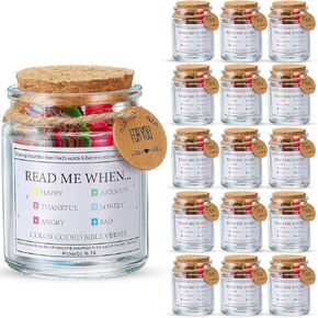 10 Pcs Bible Verse Jar, Read Me When Jar for Emotions and Feelings, Scripture Prayer Cards Hope Bible Accessories Christian Gifts for Mom Dad Friend Women Men (Style 1)
