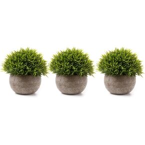 T4U 3PCS Plastic Faux Plant with Pot for Home Office Indoor Décor