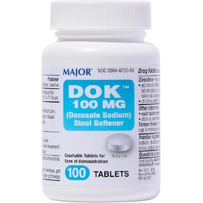 Docusate الصوديوم 100 ملغ - أقراص نقي البراز لإغاثة الإمساك - تساعد على إيقاف الإمساك - مطهرات البراز للنساء والرجال والأطفال الذين تتراوح أعمارهم بين 12+ - 100 قرص (حزمة واحدة)