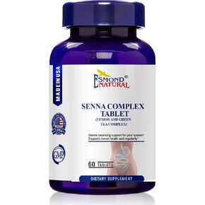 Senna Complex Tablet - Lemon & Green Tea (صحة السلطانية ، التطهير والانتظام) ، GMP ، المنتج الطبيعي ASSN ، مصنوع في الولايات المتحدة الأمريكية - 620 ملغ ، 60 قرصًا