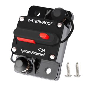 40 Amp Circuit Breaker Manual Reset Waterproof Inline Fuse Inverter for Car ATV Marine Trolling Motors Boat Power Protect 12V-48VDC, with Screw