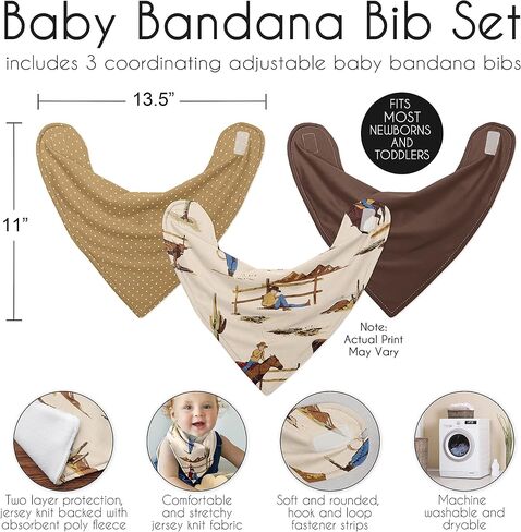 Sweet Jojo Designs Baseball Sports Boy Baby Bandana Bibs for Newborn Infant Feeding Drool - Red and White Americana - 3 Pack Set of Absorbent Fabric Bibdanas in Saudi Arabia