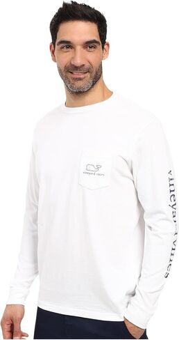 vineyard vines Men's Long Sleeve Vintage Whale Pocket T-Shirt, Blue Blazer, XX-Large in Kuwait