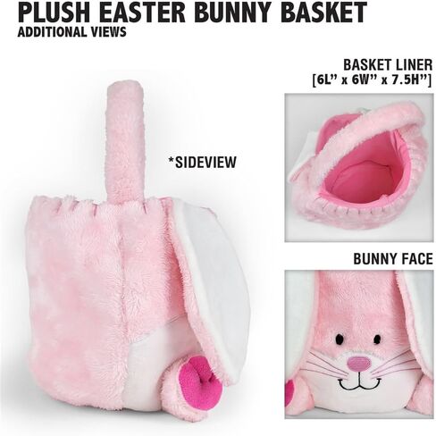 GiftsForYouNow Embroidered Plush Blue Bunny Personalized Easter Basket, Easter Basket for Little Boys, Easter Egg Hunt Tote, Perfect for Toys and Candy, 10" W x 7" H x 9" D in Saudi Arabia
