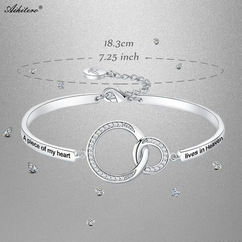 Aihitero Memorial Jewelry Sympathy Gift, Engraved ‘A Piece of My Heart Lives In Heaven’ Bangle Bracelet Rose Gold Bereavement Remembrance Loss in Memory of Mom Dad Son Daughter Grandma Grandpa Baby in Saudi Arabia