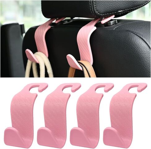 Car Back Seat Headrest Hooks, 4PCS Vehicle Backseat Storage Organizer Hanger, Multifunctional Auto Headrest Hidden Hook Universal for Handbag Purse Backpacks Bags(Carbon Fiber Black) in Kuwait