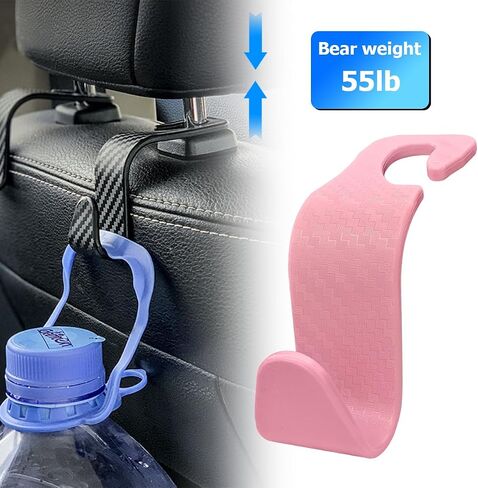 Car Back Seat Headrest Hooks, 4PCS Vehicle Backseat Storage Organizer Hanger, Multifunctional Auto Headrest Hidden Hook Universal for Handbag Purse Backpacks Bags(Carbon Fiber Black) in Kuwait