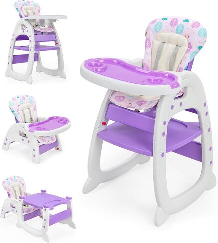 Baby High Chair,3 in 1 High Chairs for Babies and Toddlers, Convertible Toddler Highchair, Adjustable Infant Feeding Chair for Boy & Girl, Easy Clean Baby Eating Chair for 6 Months and Up in Saudi Arabia