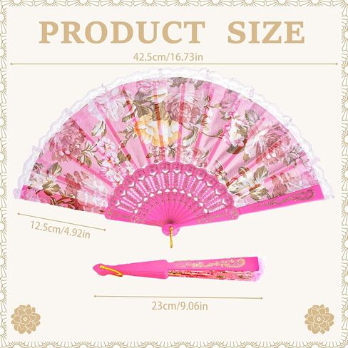 QIRMIZI 6 Pack Large Folding Silk Hand Fans - Elegant Chinese Rave Fan,Handheld Renaissance Fan for Festival, Dance, and Decorations,Multicolour in Saudi Arabia