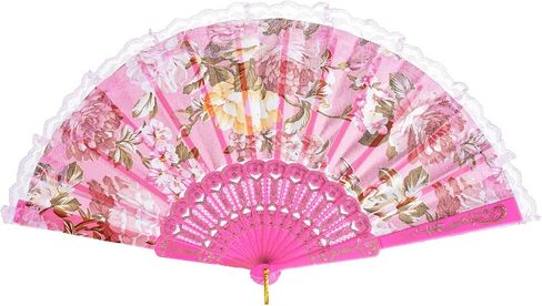 QIRMIZI 6 Pack Large Folding Silk Hand Fans - Elegant Chinese Rave Fan,Handheld Renaissance Fan for Festival, Dance, and Decorations,Multicolour in Saudi Arabia