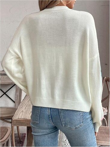 WDIRARA Women's Bow Button Down Cardigan V Neck Long Sleeve Drop Shoulder Knit Sweater in Saudi Arabia