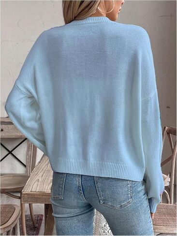 WDIRARA Women's Bow Button Down Cardigan V Neck Long Sleeve Drop Shoulder Knit Sweater in Saudi Arabia