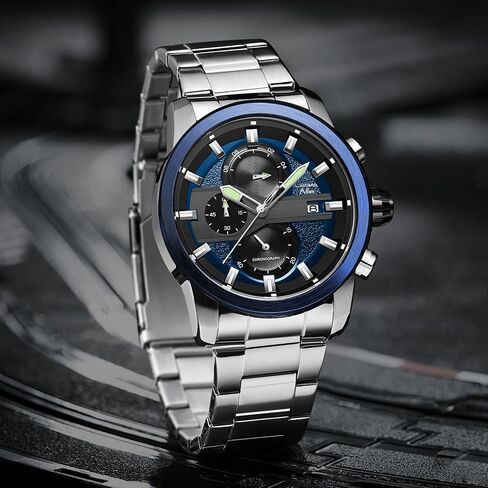 Watches for Men Analog Quartz Chronograph Stainless Steel Waterproof with Luminous, Date, Fashion Casual Sport Business Work Dress Mens Wrist Watch in Saudi Arabia