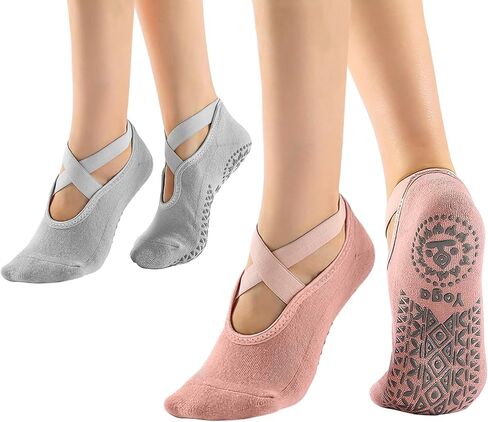 2 أزواج الجوارب الجوارب للنساء ، قبضة غير قابلة للانزلاق والأشرطة الجوارب الرياضية لبراري تجريب حافي القدمين in Kuwait